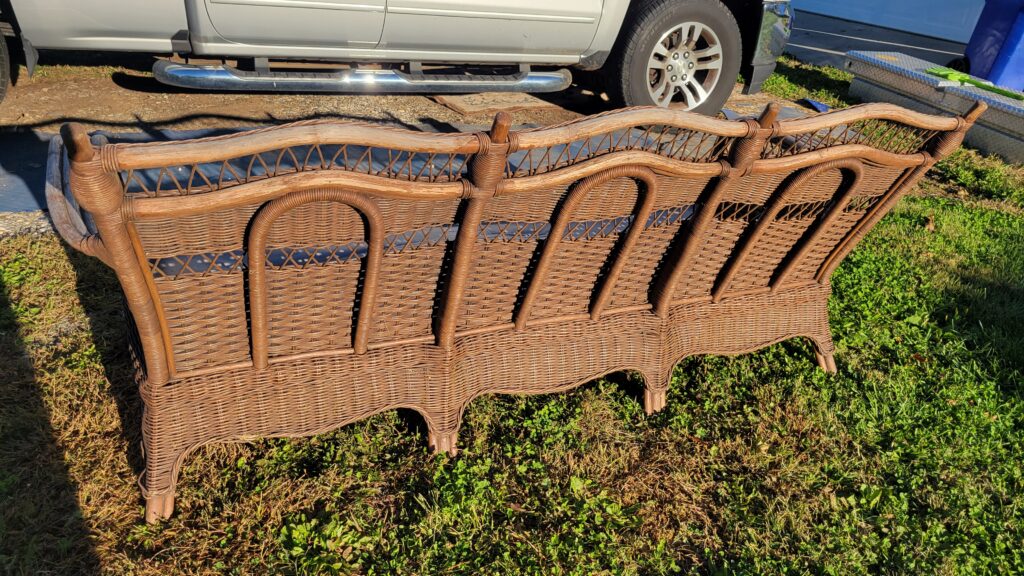 back of salvaged wicker couch