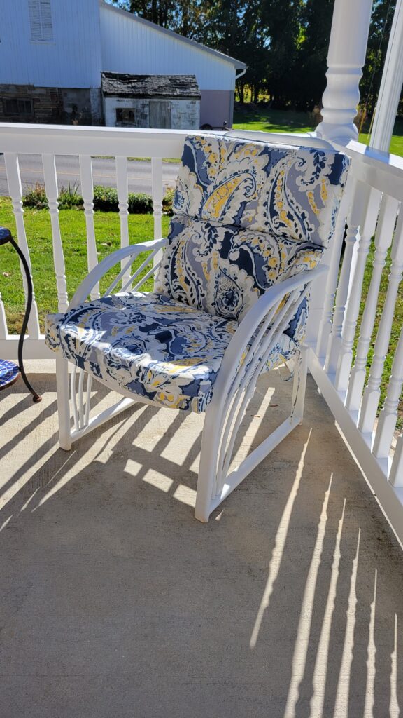 white painted porch chair