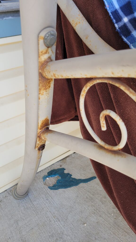 rust on porch swing